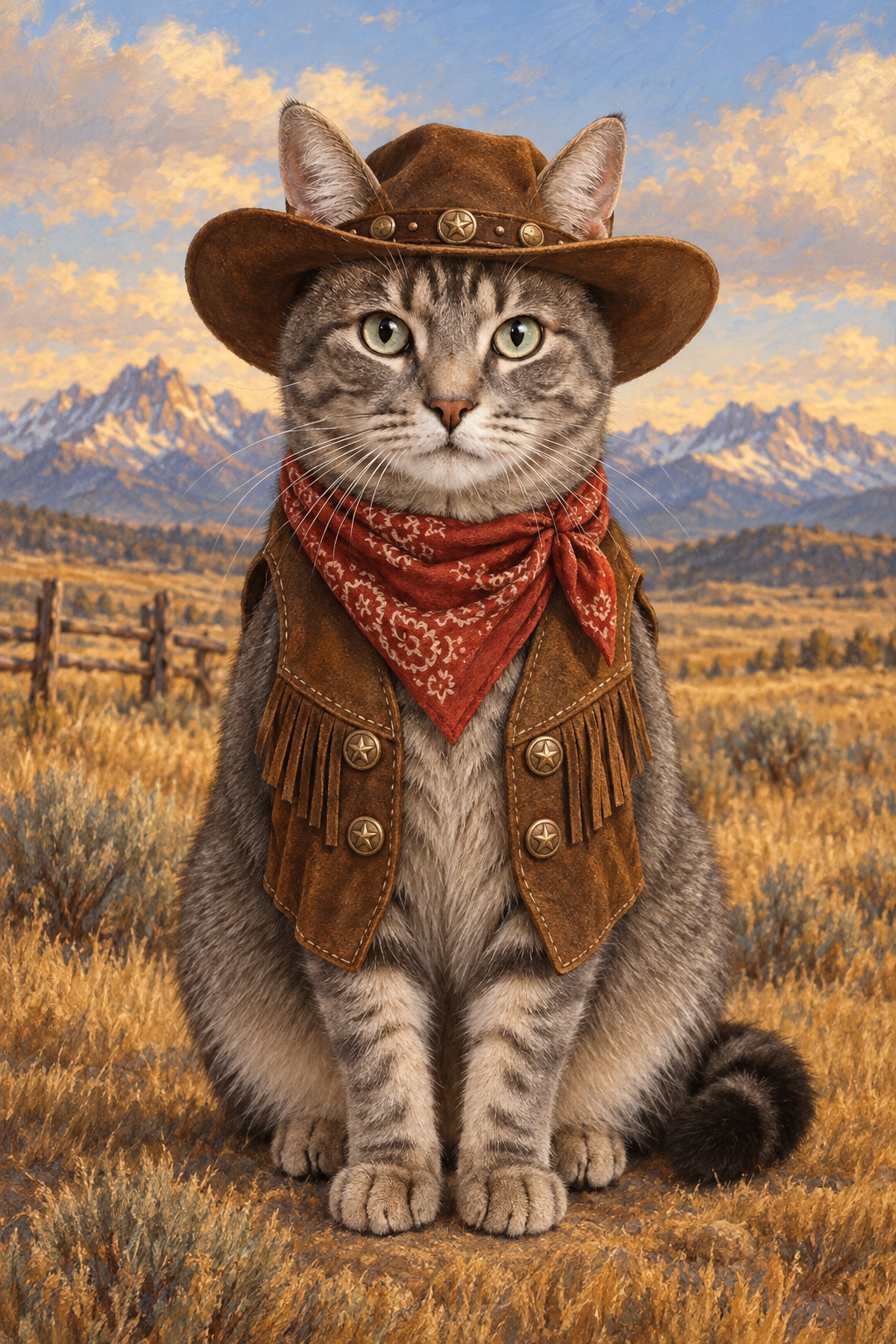 Wild West Cowboy cats portrait example