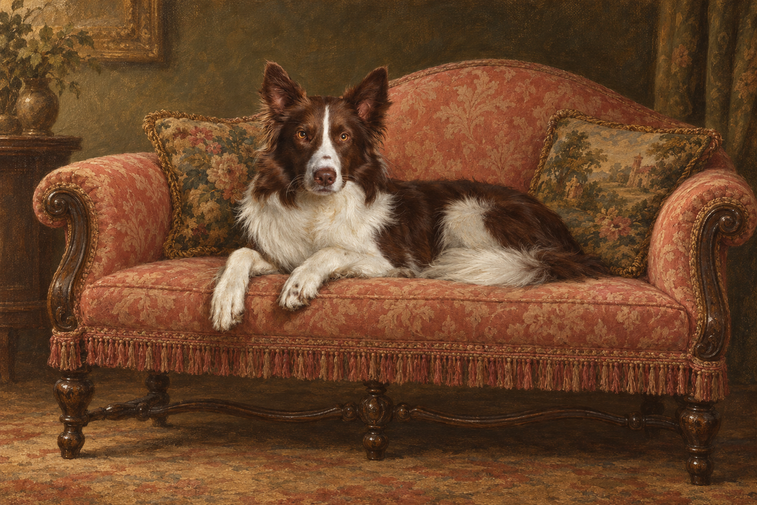 The Antique Sofa dogs portrait example