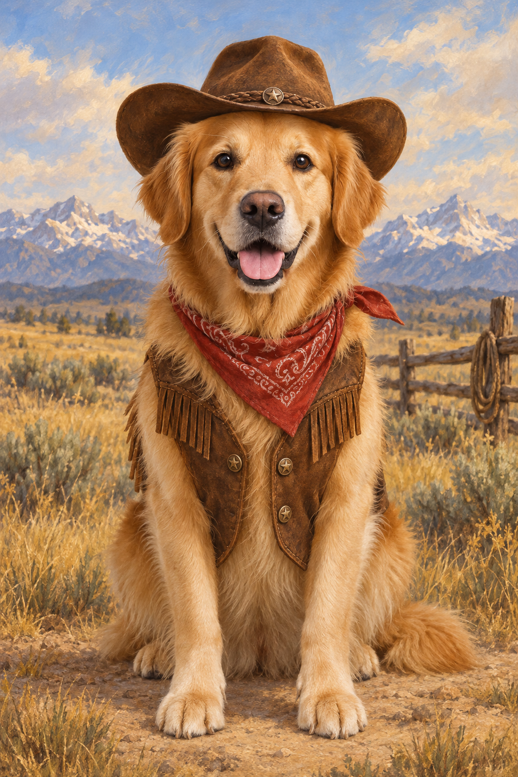 Wild West Cowboy dogs portrait example